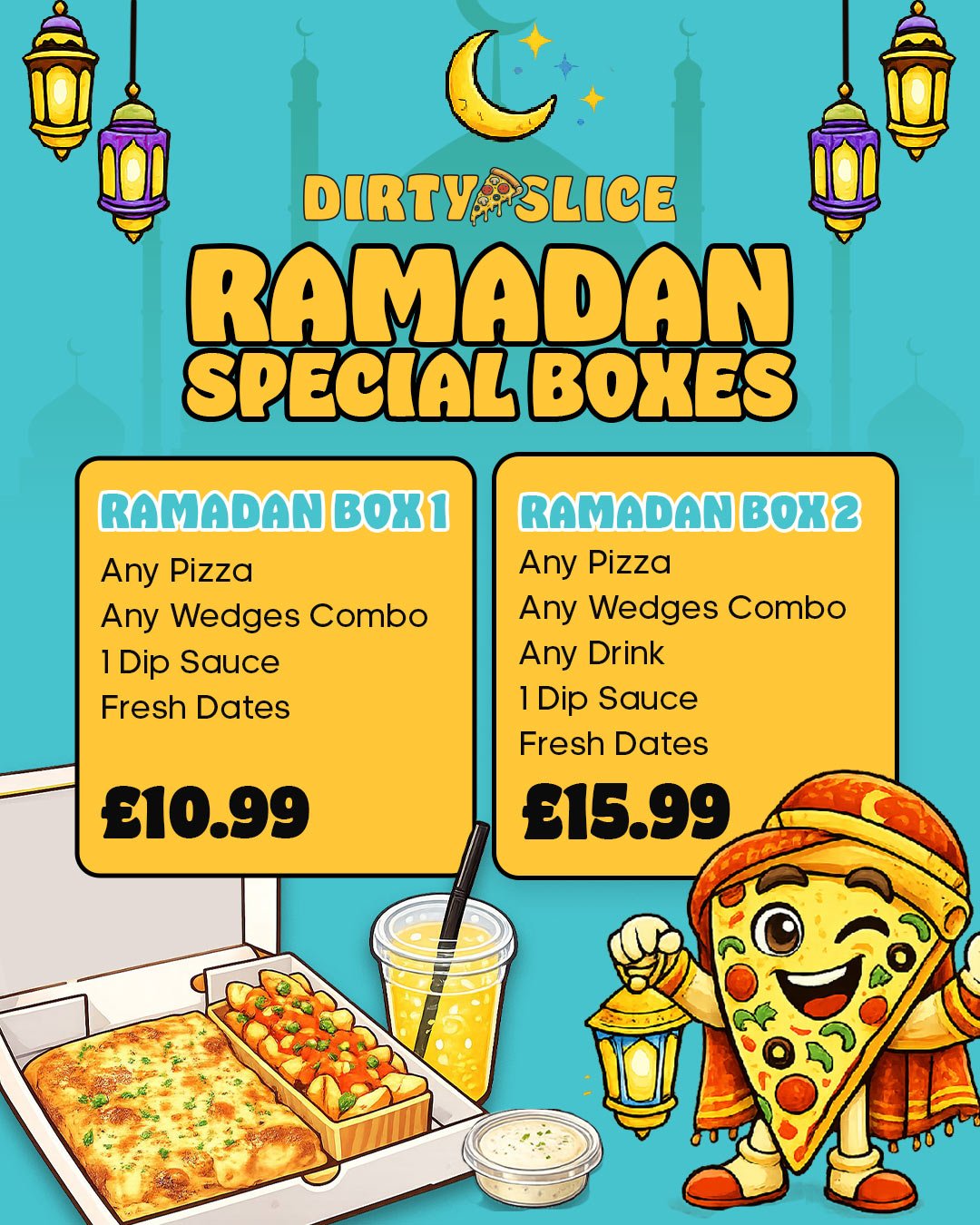 Dirty Slice Meal Box in Takeout Box